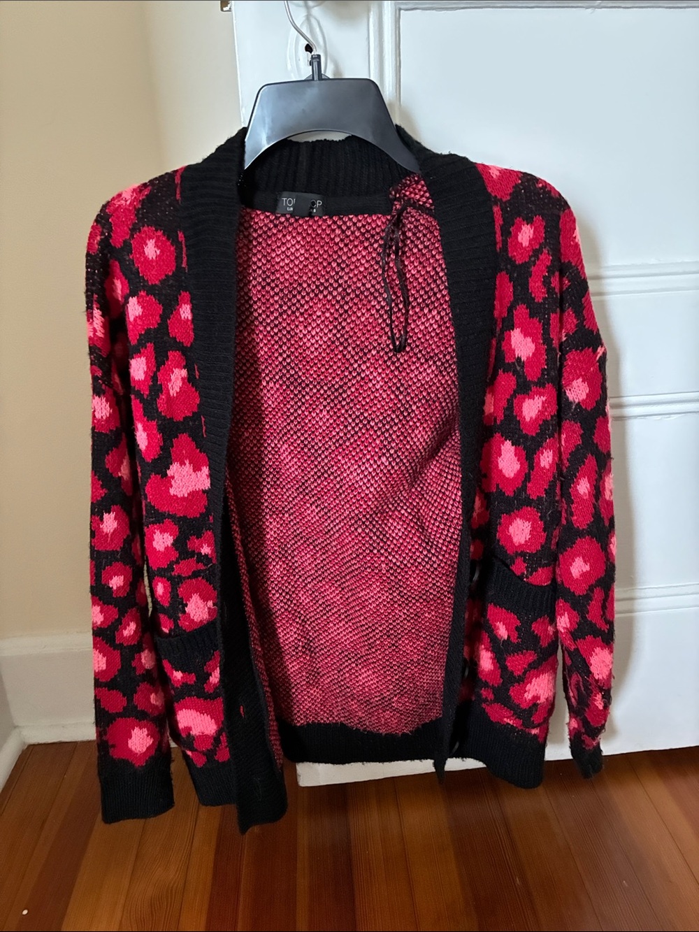 Topshop Black, Red, and Pink Cardigan